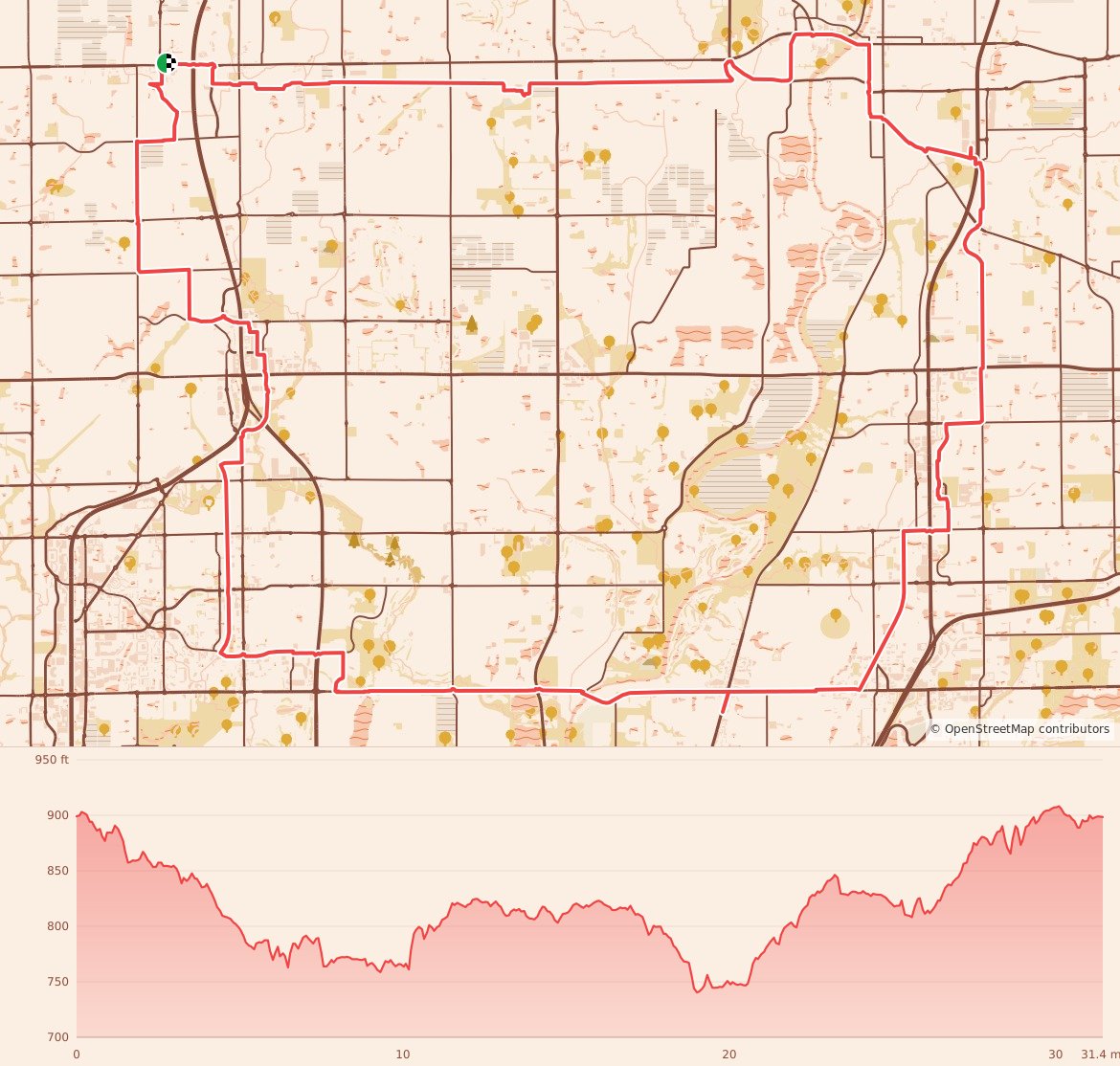 Hamilton County Taco Bell 50k - 50K course map and elevation profile