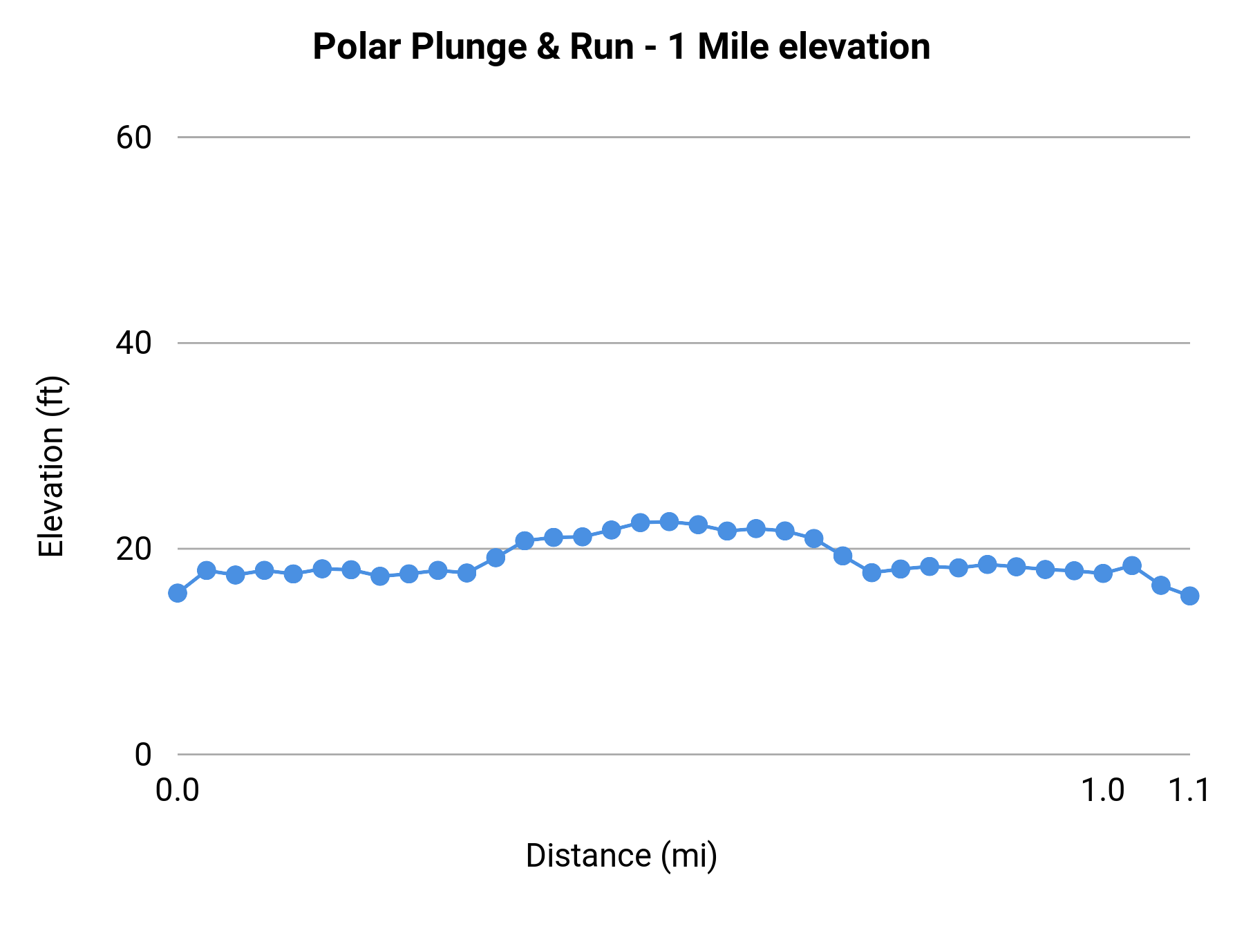 Polar Plunge & Run - 1 Mile elevation profile