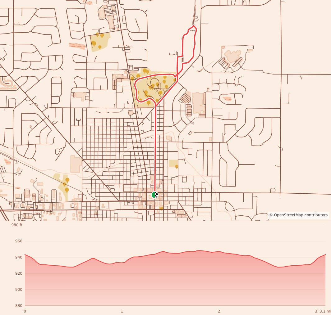 Gravy Chase - 5K course map and elevation profile