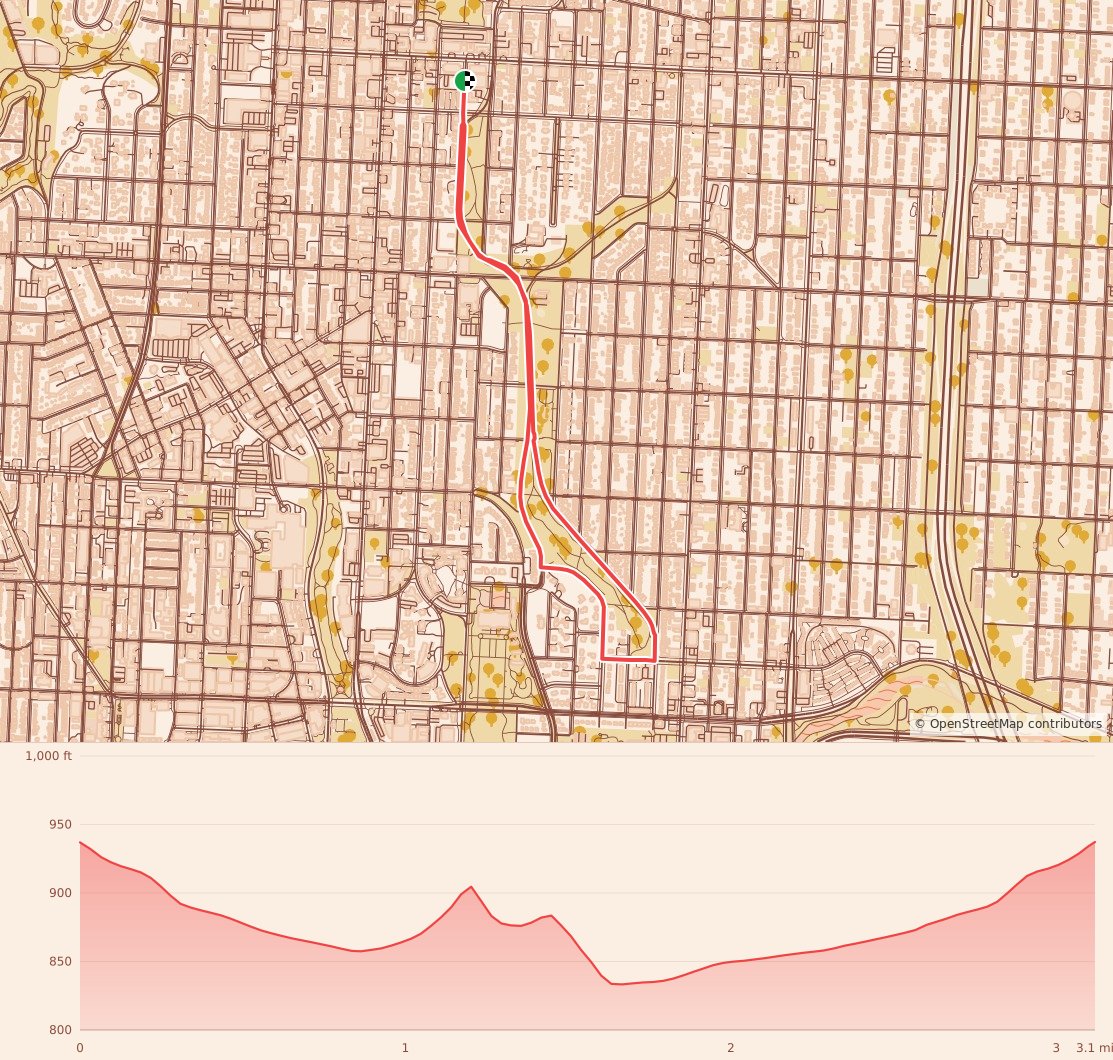 FoxTrot 5K Run/Walk - 5K course map and elevation profile