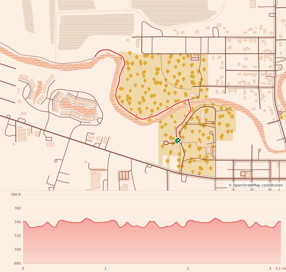Gobbler 5K, 10K, & 13.1M at Corunna, MI - 5K course map and elevation profile