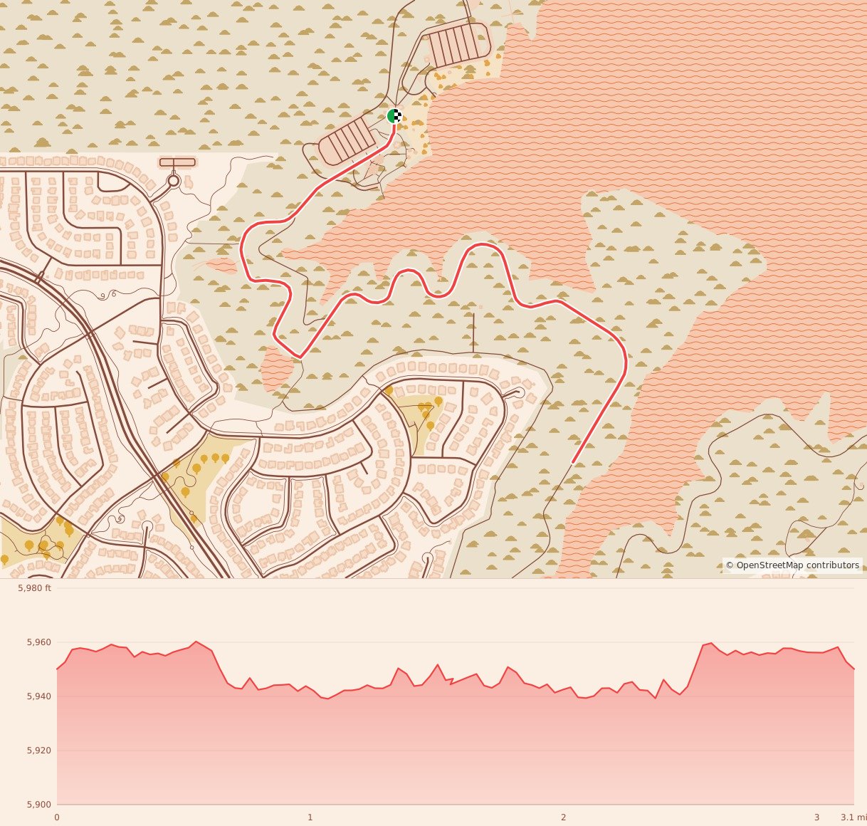 Salute to Veterans 5K/10K/Half Marathon - Denver - 5K course map and elevation profile