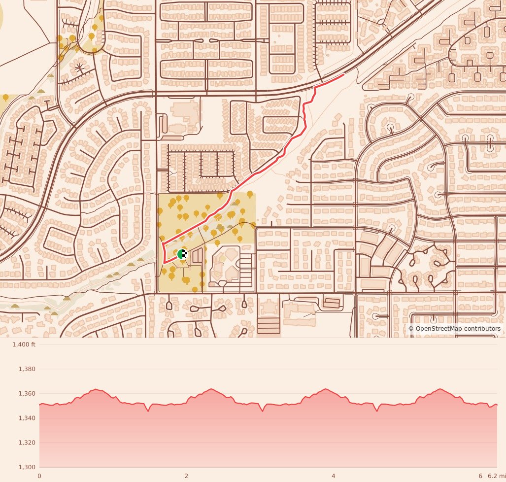 Holiday 5K & 10K at Phoenix, AZ - 10K course map and elevation profile