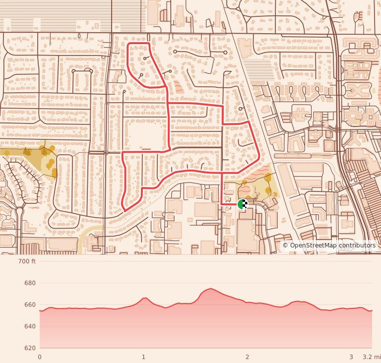 Fall Into Fun Run - 5K course map and elevation profile