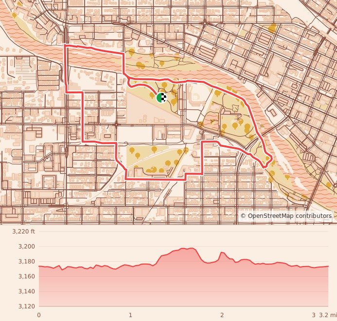 Skeleton Skedaddle 5K & Kids Pumpkin Run - Skeleton Skedaddle 5K course map and elevation profile