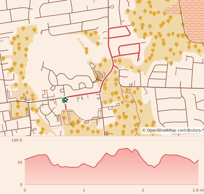 River Vale Run 4 the Love and Fitness with Friends Turkey Trot Charity 5K - 5K course map and elevation profile