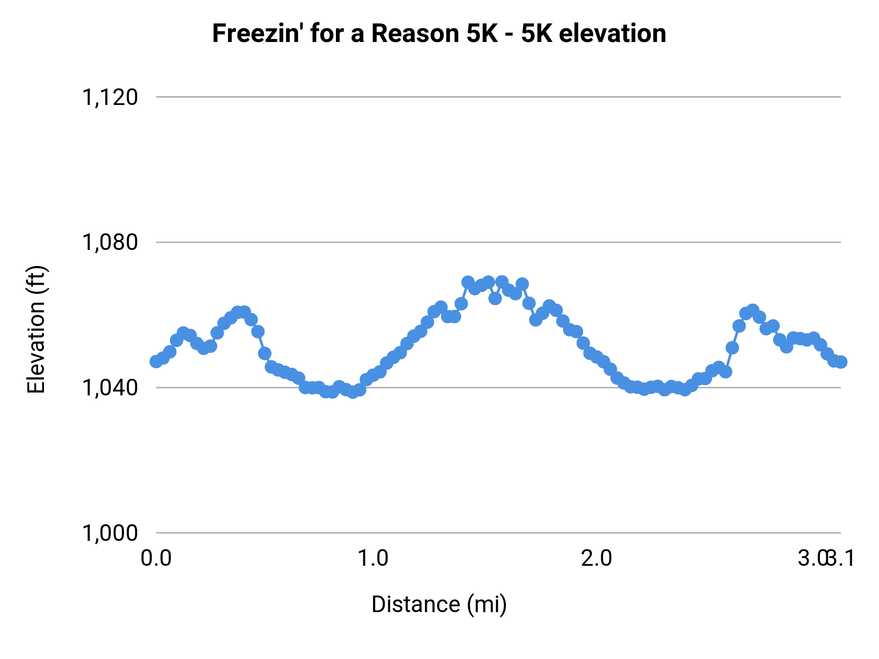 Freezin' for a Reason 5K - 5K elevation profile