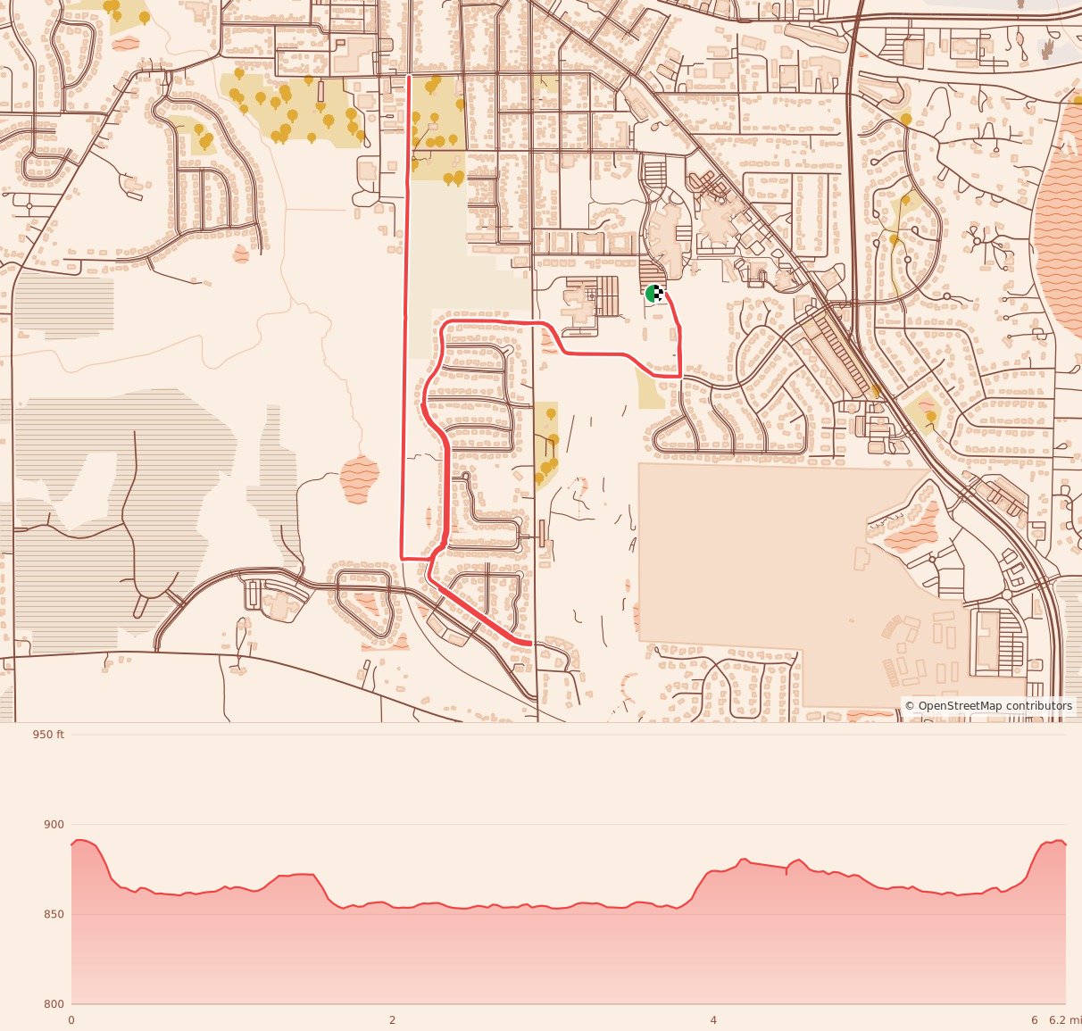 Great Gobble Wobble - 10K course map and elevation profile