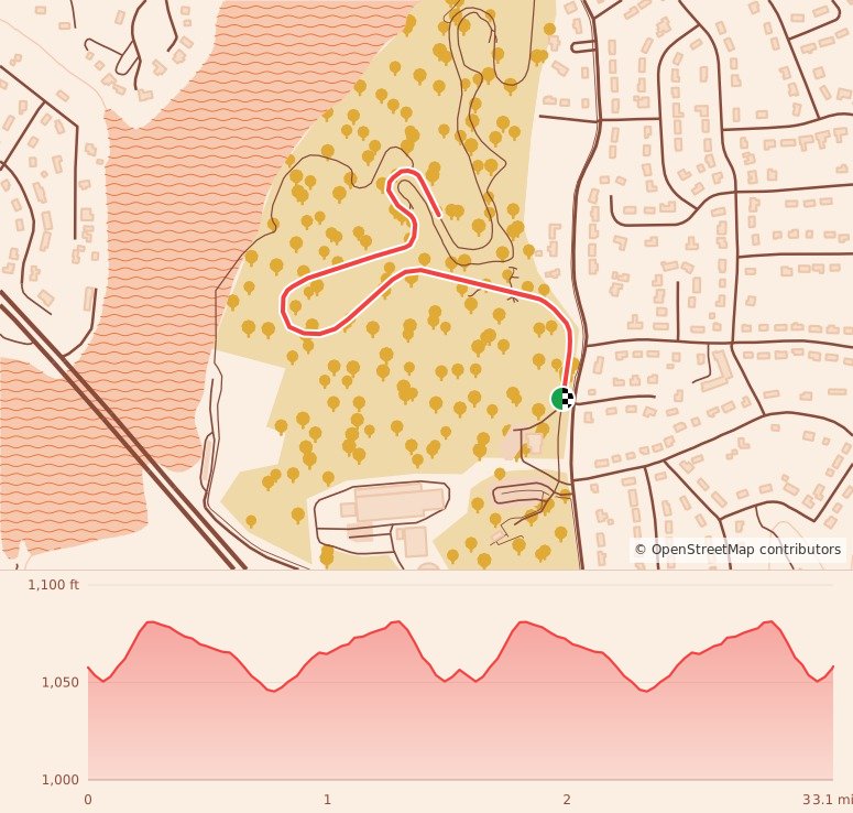 Holiday 5K & 13.1M at Hickory, NC - 5K course map and elevation profile