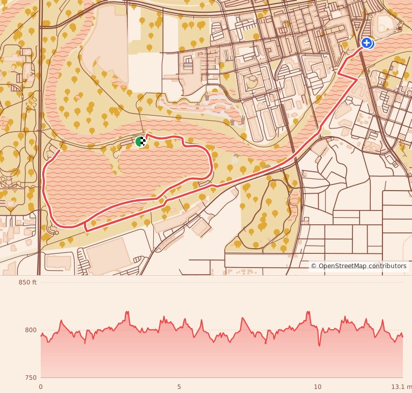 Turkey Trails- Des Moines - Half Marathon course map and elevation profile