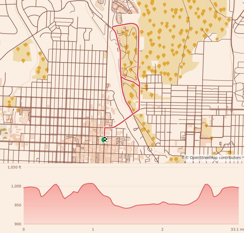 Joplin Turkey Trot - 5K course map and elevation profile