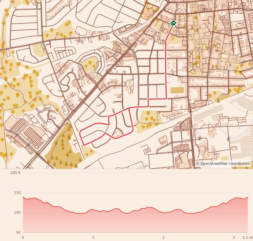 Deer Park Goes Pink 5K - Deer Park Goes Pink 5K course map and elevation profile