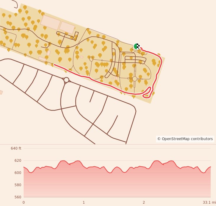 Haunted 5K, 10K, & 13.1M at Bowling Green, KY - 5K course map and elevation profile