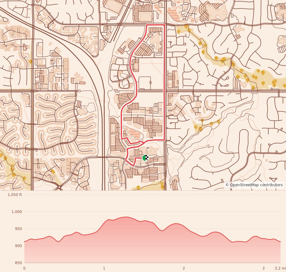 Monster Dash 5K and Lil' Monsters Kids Run - 5K course map and elevation profile