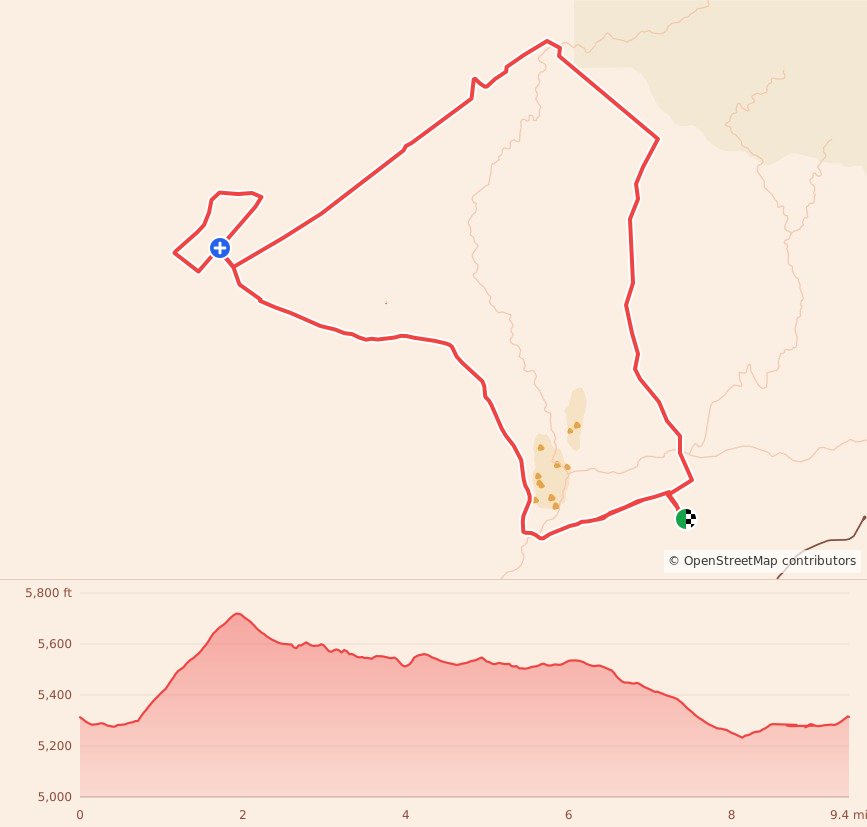 Canyonlands Ultra - 15K course map and elevation profile
