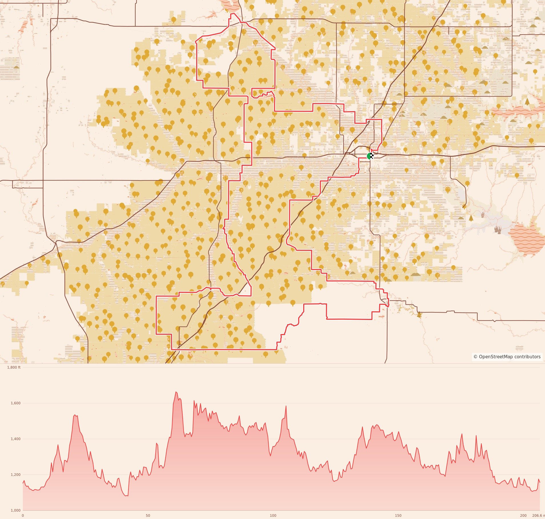 Life Time Unbound Gravel - 200 course map and elevation profile