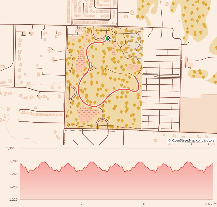 Holiday 5K, 10K, & 13.1M at Springdale, AR - 10K course map and elevation profile