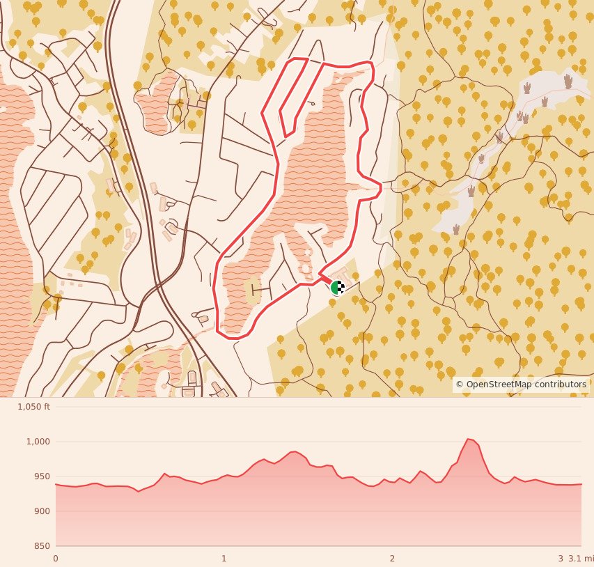 THE EMPANADA 5K/10K AND 2K PUP STRUT - 5K course map and elevation profile