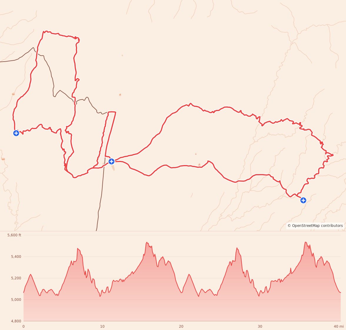 Kessel Run Ultra - 40 Mile course map and elevation profile