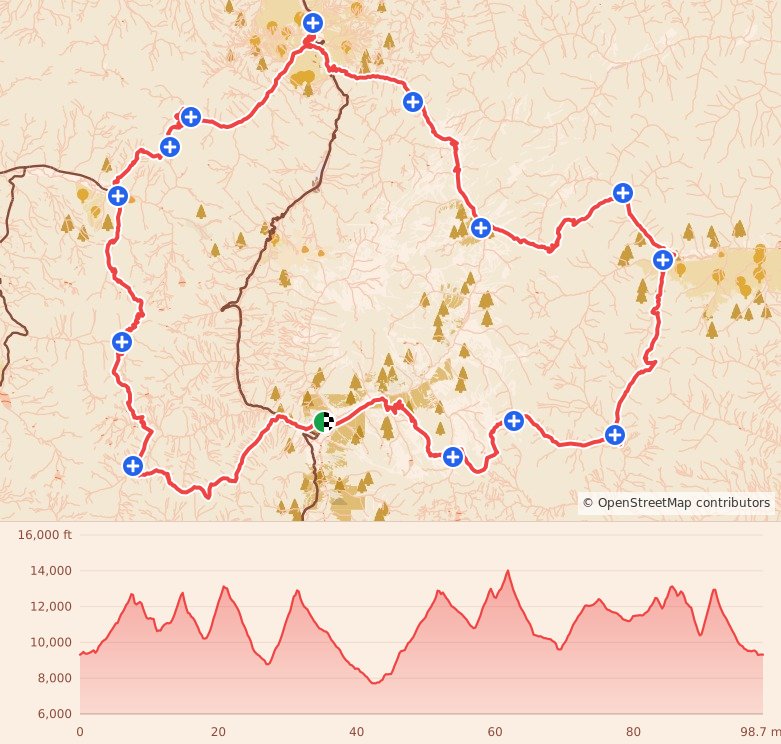Hardrock Endurance Run - 100 Miler course map and elevation profile