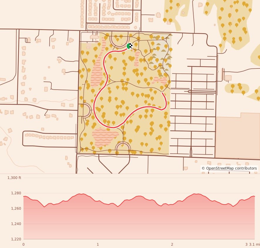 Gobbler 5K, 10K, & 13.1M at Springdale, AR - 5K course map and elevation profile