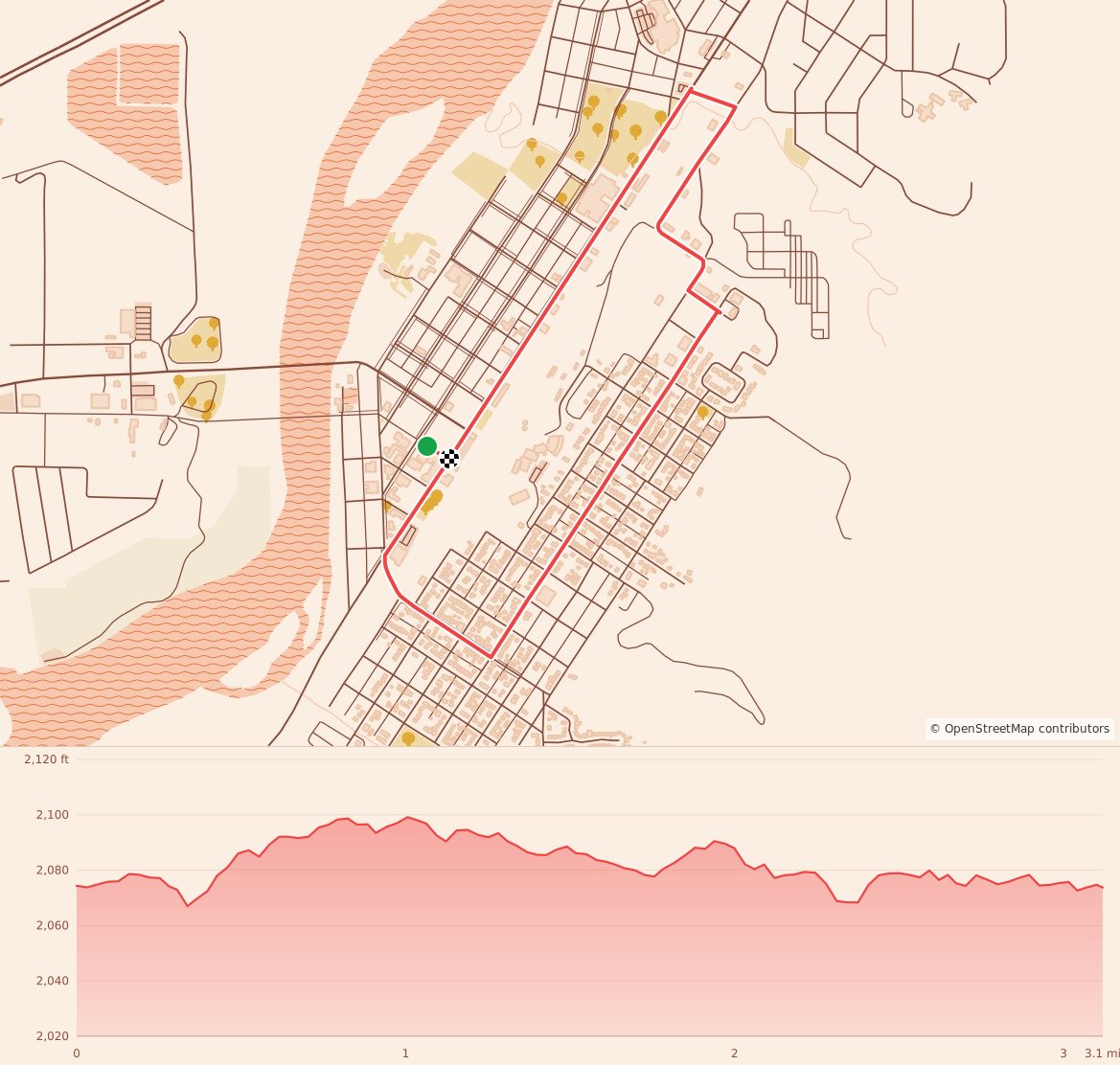 Glendive Turkey Trot 5k - Glendive Turkey Trot 5k course map and elevation profile