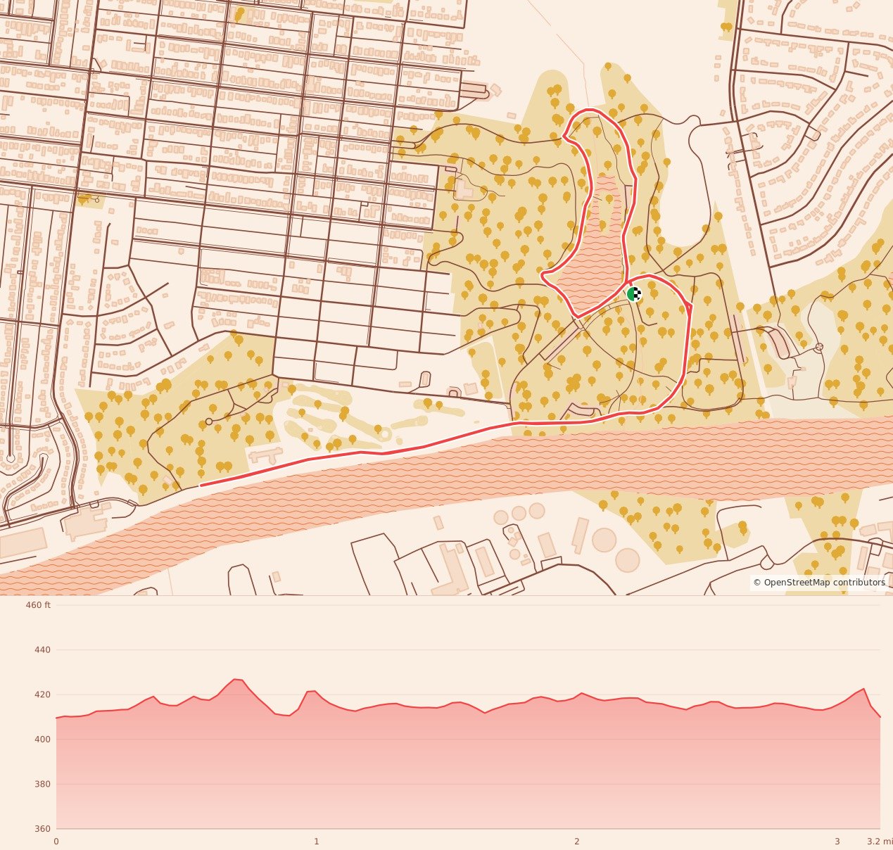 ‘A CHARLIE BROWN CHRISTMAS 5K/10K’ (Nashville, TN) - 5K course map and elevation profile