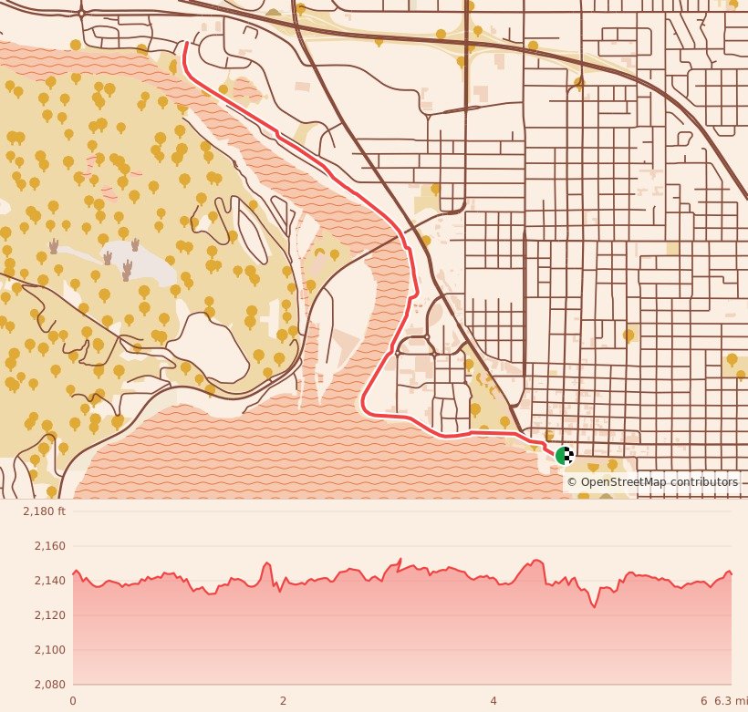 Santa Run - 10K course map and elevation profile