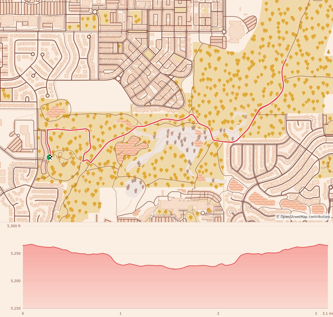 Candy Cane Course - Denver - 5K course map and elevation profile