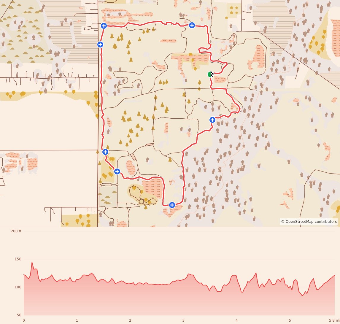 Ragnar Trail Florida - Red Loop course map and elevation profile