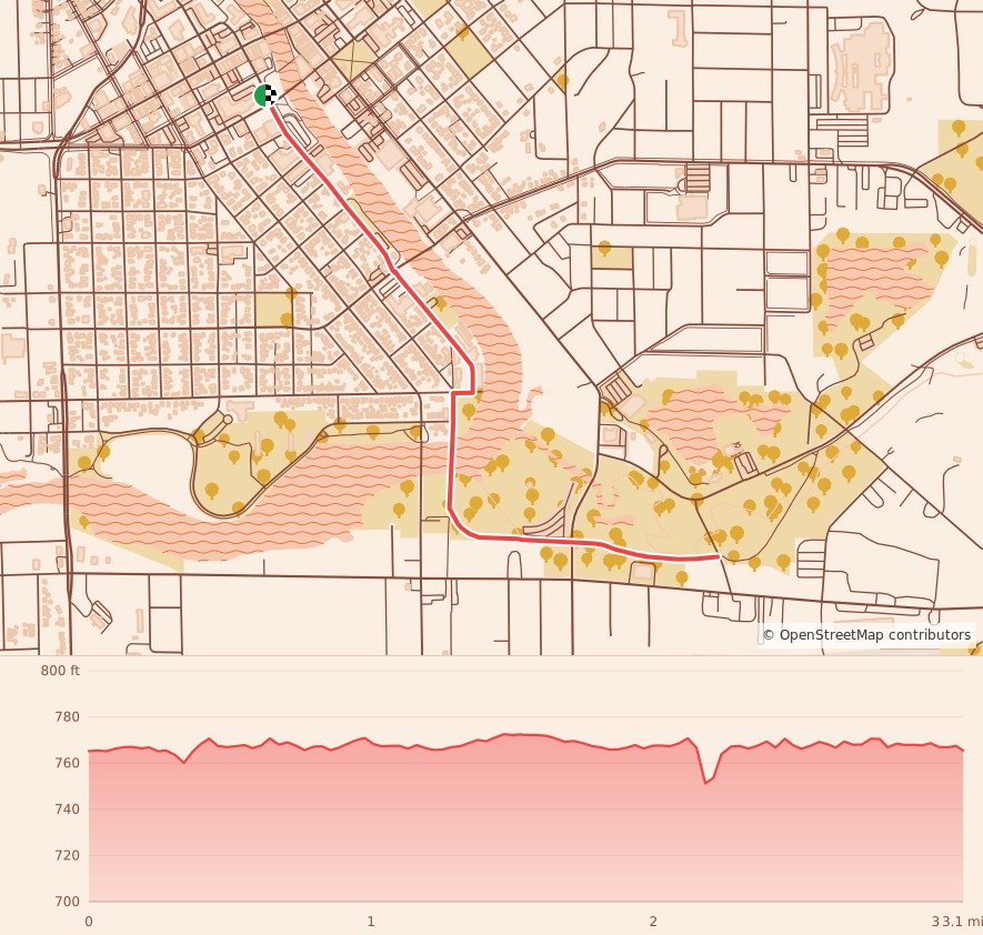 Downtown Janesville Zombie Run - 5K course map and elevation profile