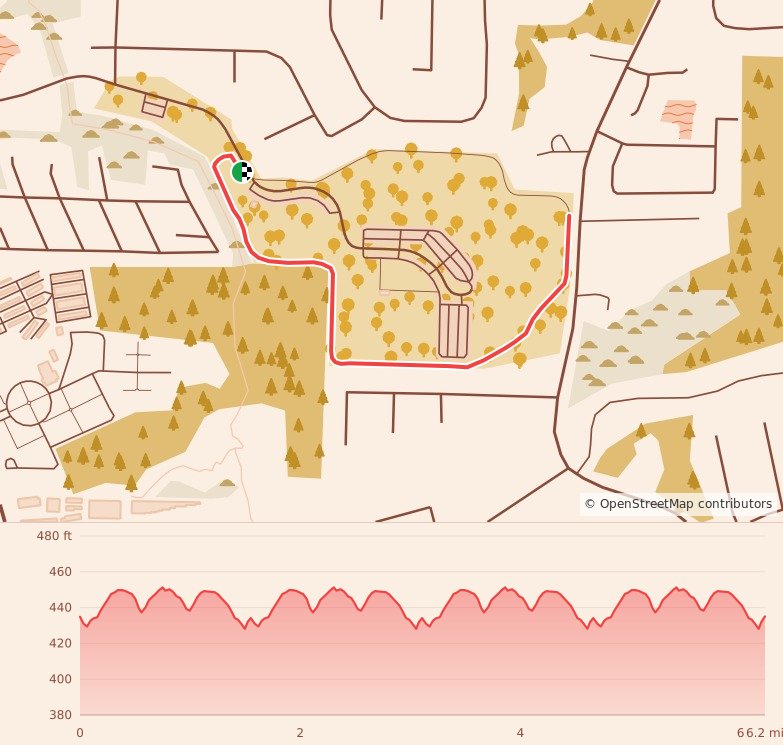 Holiday 5K, 10K, & 13.1M at Jackson, TN - 10K course map and elevation profile