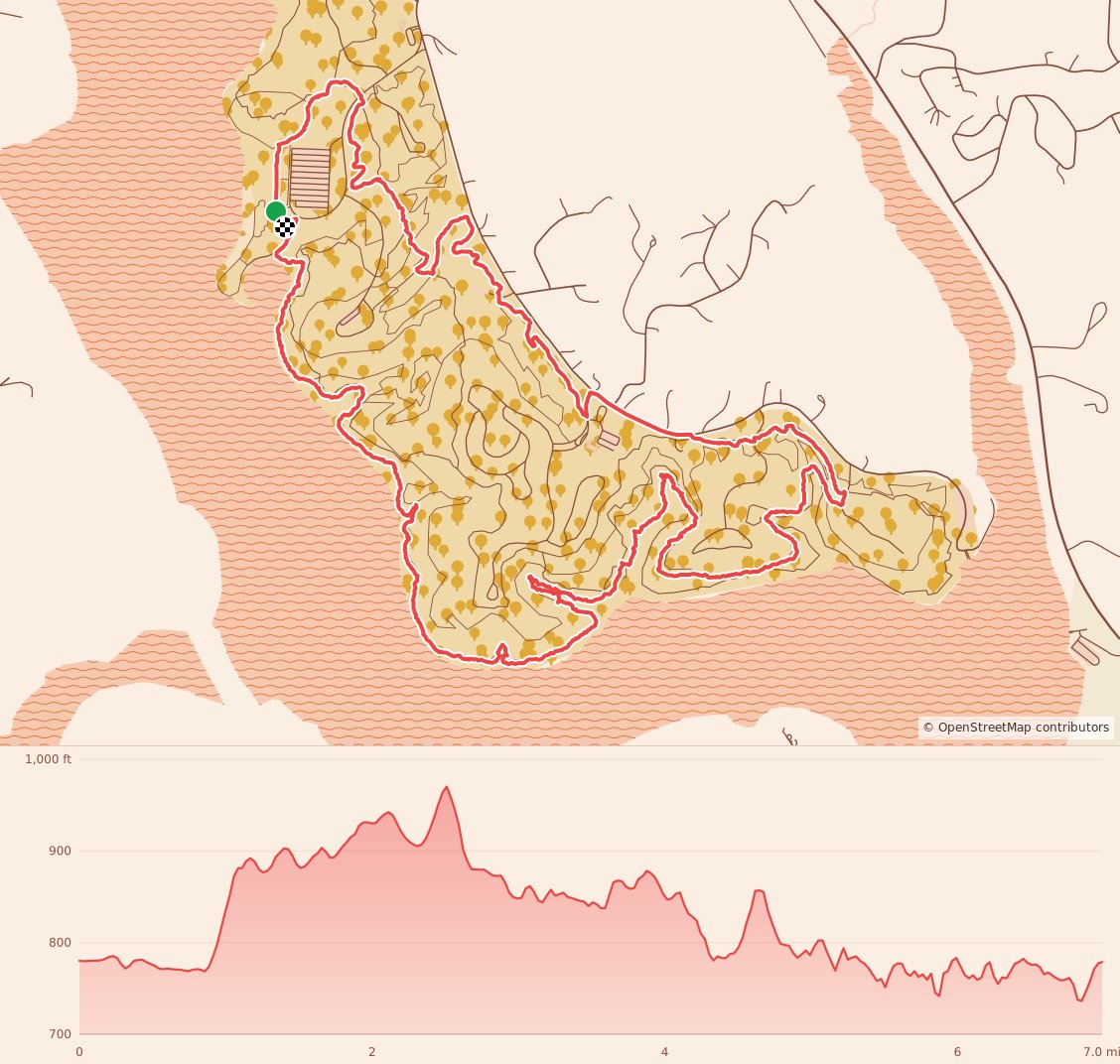 Ragnar Trail Ohio - Red Loop course map and elevation profile