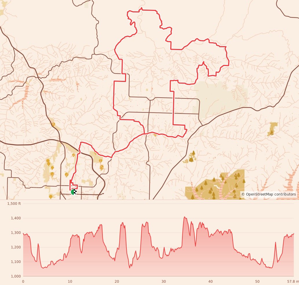 Life Time Big Sugar Gravel - 50 Mile course map and elevation profile