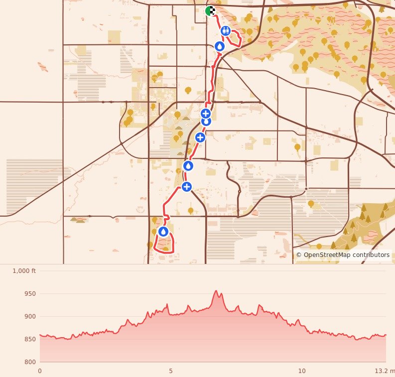 Scott Sterrett Memorial Races - Half Marathon course map and elevation profile