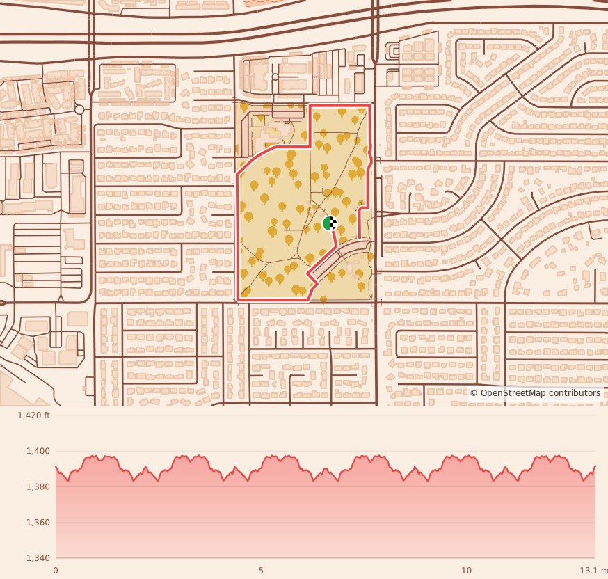 Holiday 5K, 10K & 13.1M at Phoenix, AZ - 13.1M course map and elevation profile