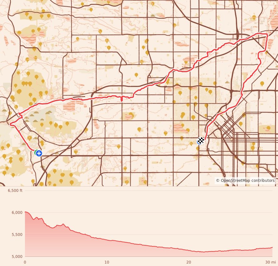 The Unselfish Ultra - 50K course map and elevation profile