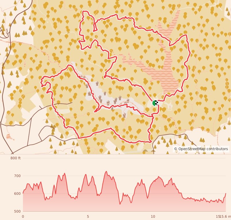 Prisoner of War Trail Race (50k - 25k - 8mi) - 25K course map and elevation profile