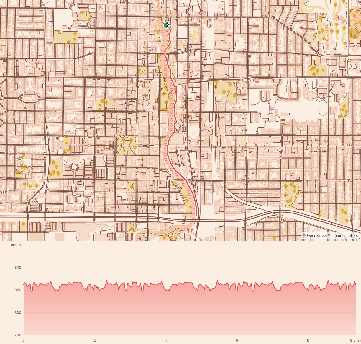 Candy Cane Course - Lansing - 15K course map and elevation profile