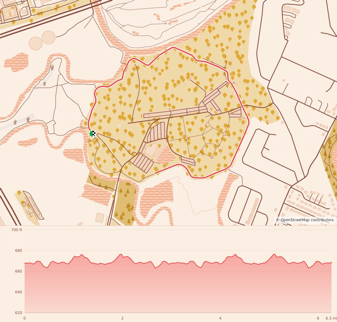 Candy Cane Course - Chattanooga - 10K course map and elevation profile