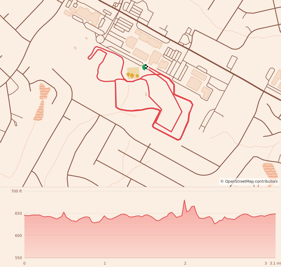 Northwestern Trojan Turkey Trot - 5K course map and elevation profile