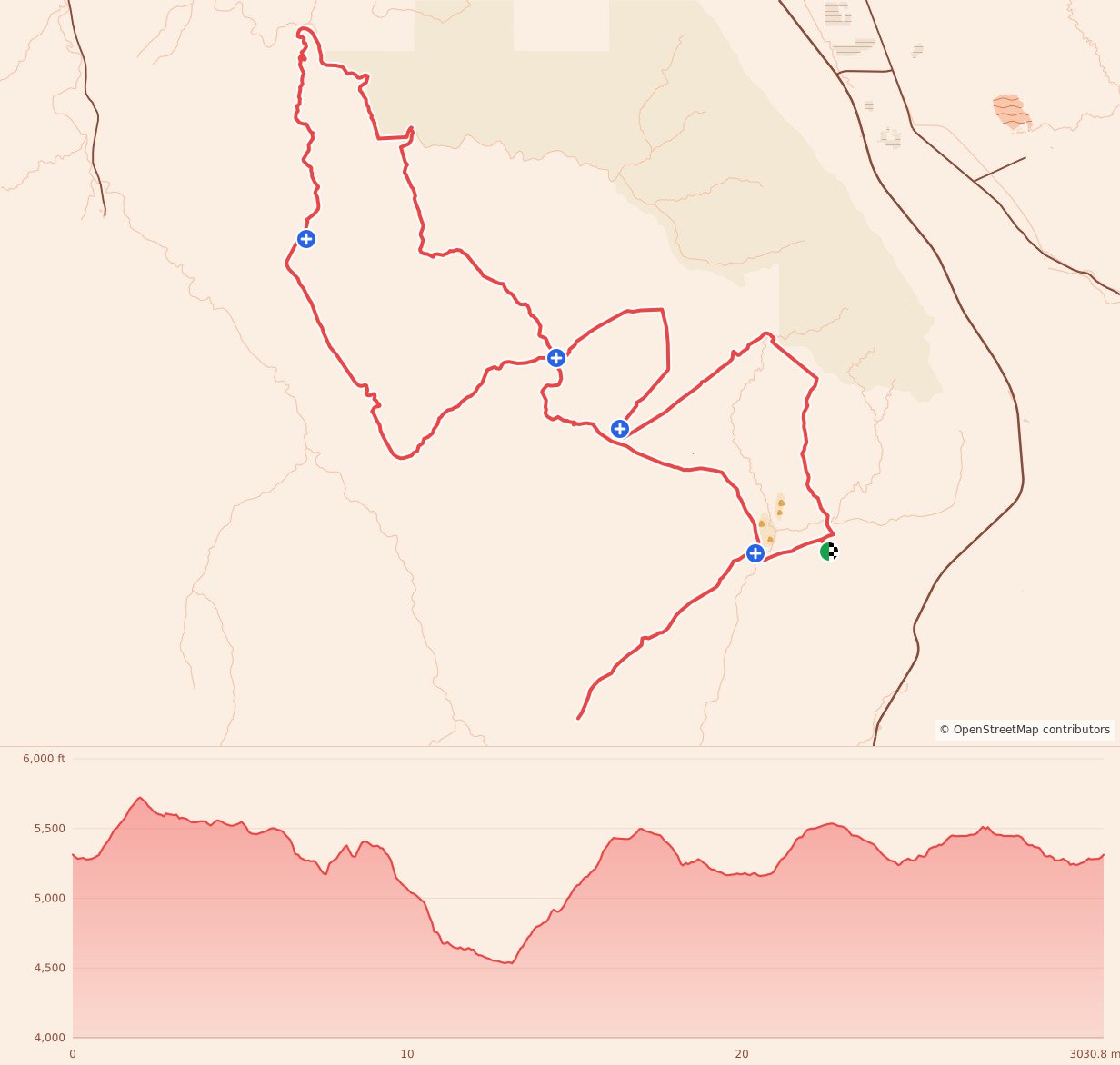 Canyonlands Ultra - 50K course map and elevation profile