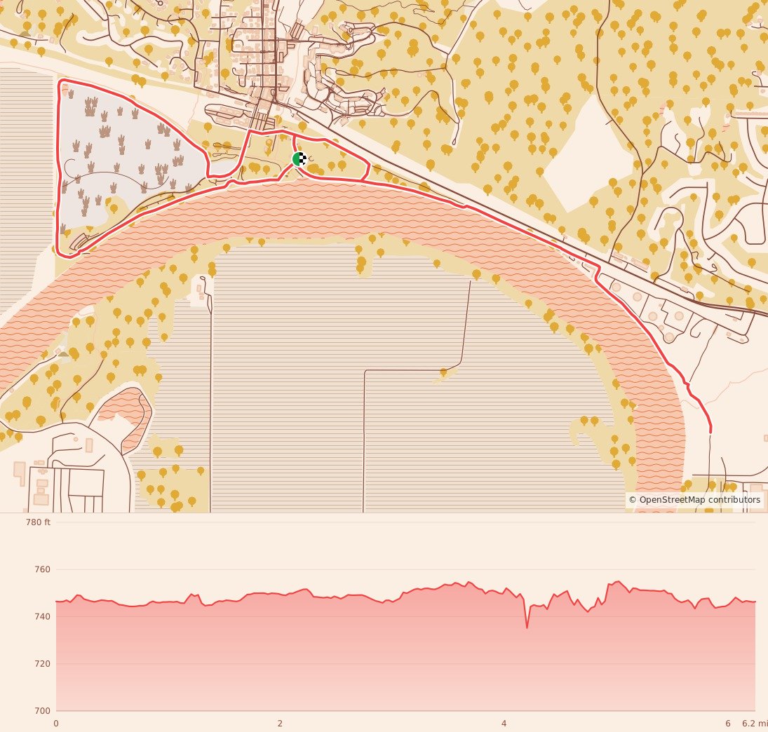 Veterans Day 5K, 10K & 15K - 10K course map and elevation profile