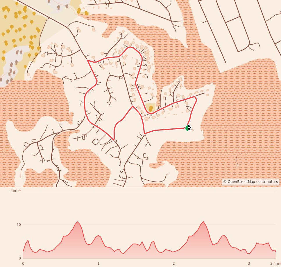North Shore Turkey Trot - 5K course map and elevation profile
