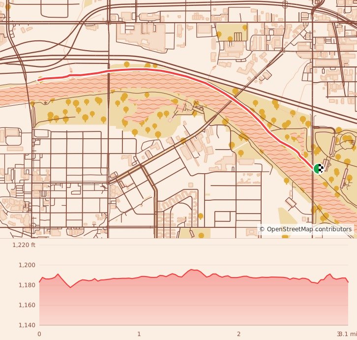 Candy Cane Course - Oklahoma City - 5K course map and elevation profile