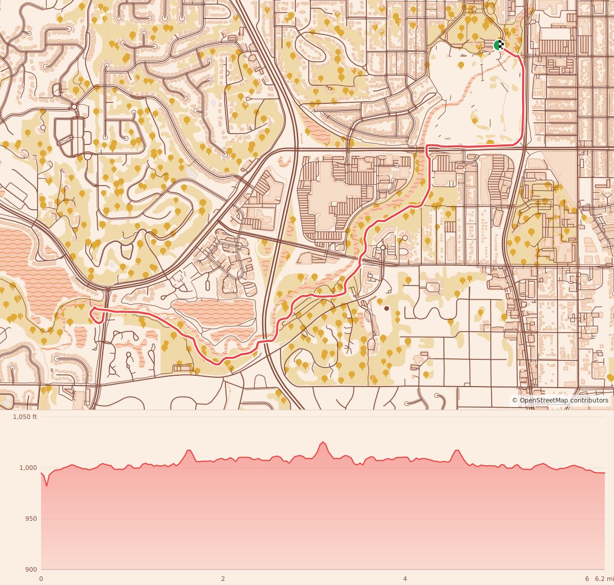 Turkey Trails - Rochester - 10K course map and elevation profile