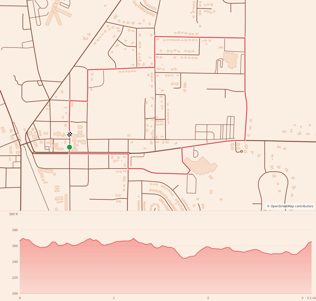 Leesburg Harvest Run - 5K course map and elevation profile