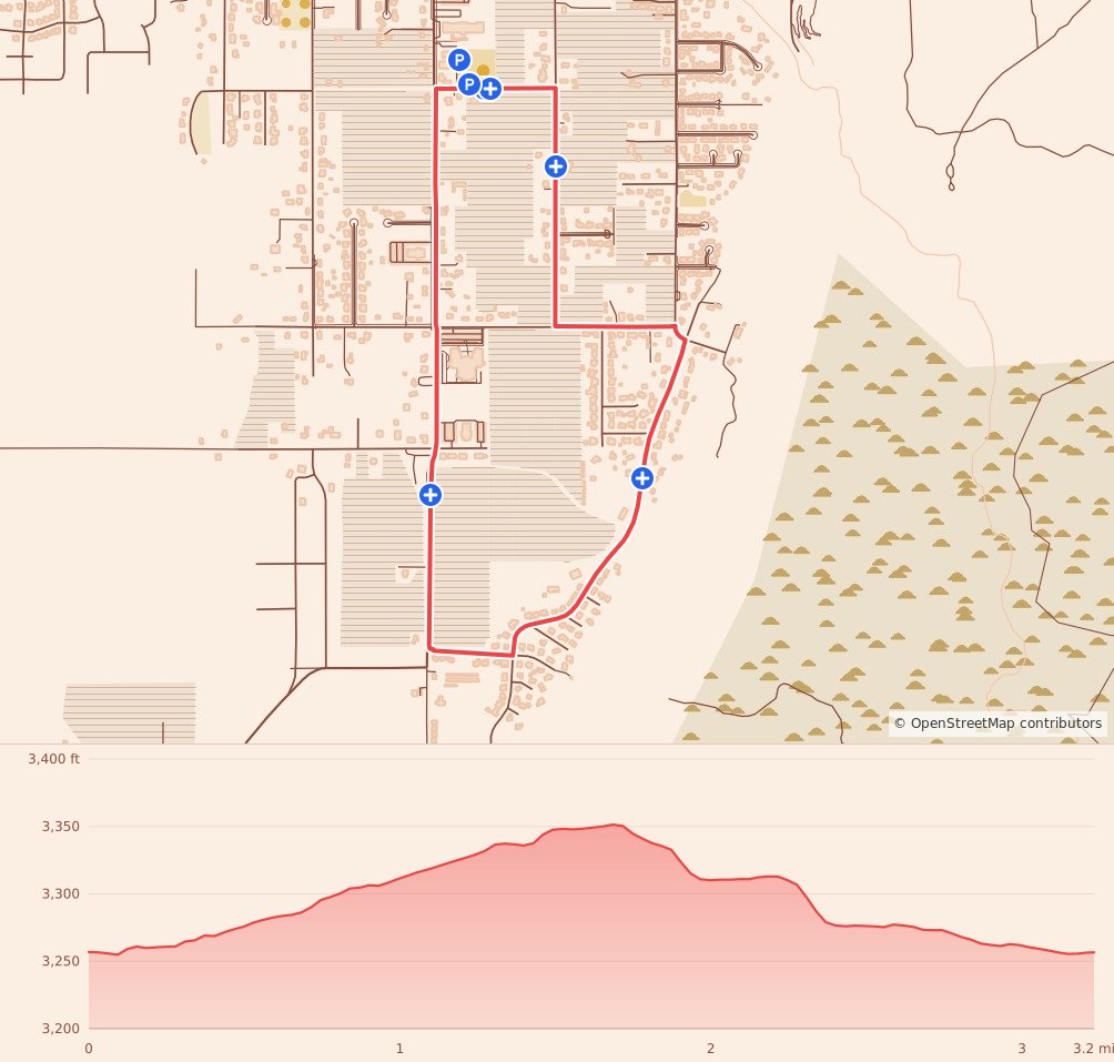 Baker's Dozen Half Marathon, Relay, & 5K - 5K course map and elevation profile