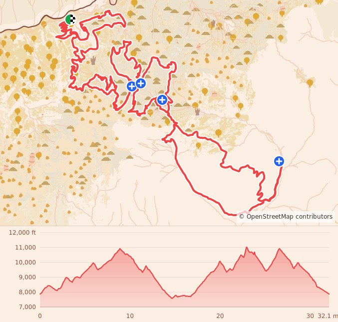 Speedgoat - 50K course map and elevation profile