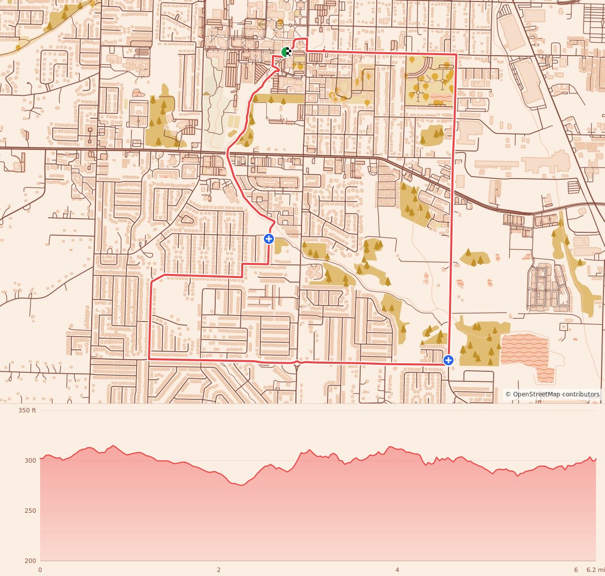 City of Colleges Half Marathon - 10K course map and elevation profile